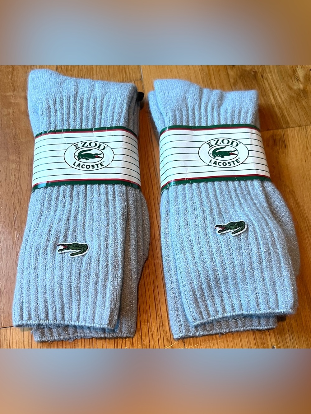 Vintage Izod Lacoste Light Blue Ribbed Crew Socks - Pair